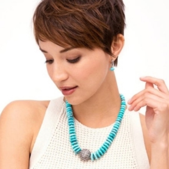 NWT Brighton Persian Sky Chunky Turquoise Crystal Stone Beaded Necklace - Picture 2 of 4